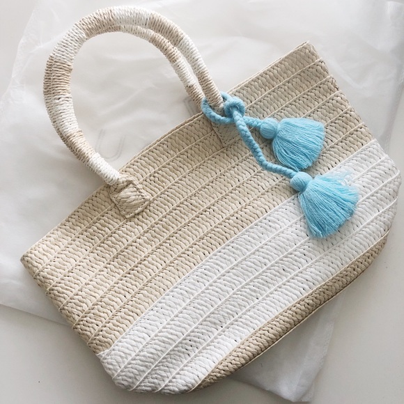 Altru Ethical Straw Tote White Stripe - Picture 5 of 5